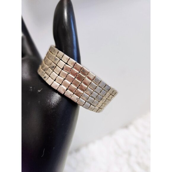 Vintage Stretch Rhinestone Five Row Stretch Bracelet Glitter Bracelet - Picture 9 of 10